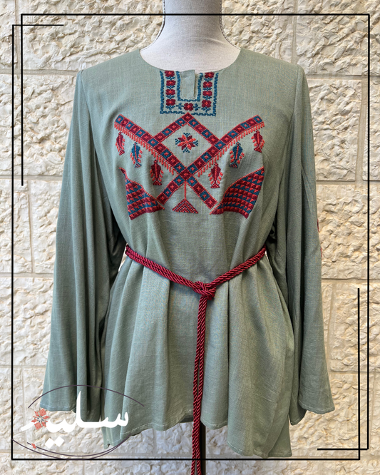 Olive linen blouse – قميص لينين زيتوني