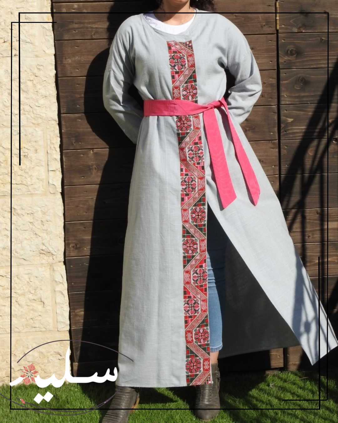 Wrap Grey linen abaya – عباية لينين رمادي