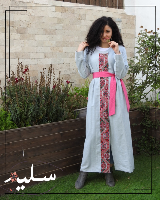 Wrap Grey linen abaya – عباية لينين رمادي