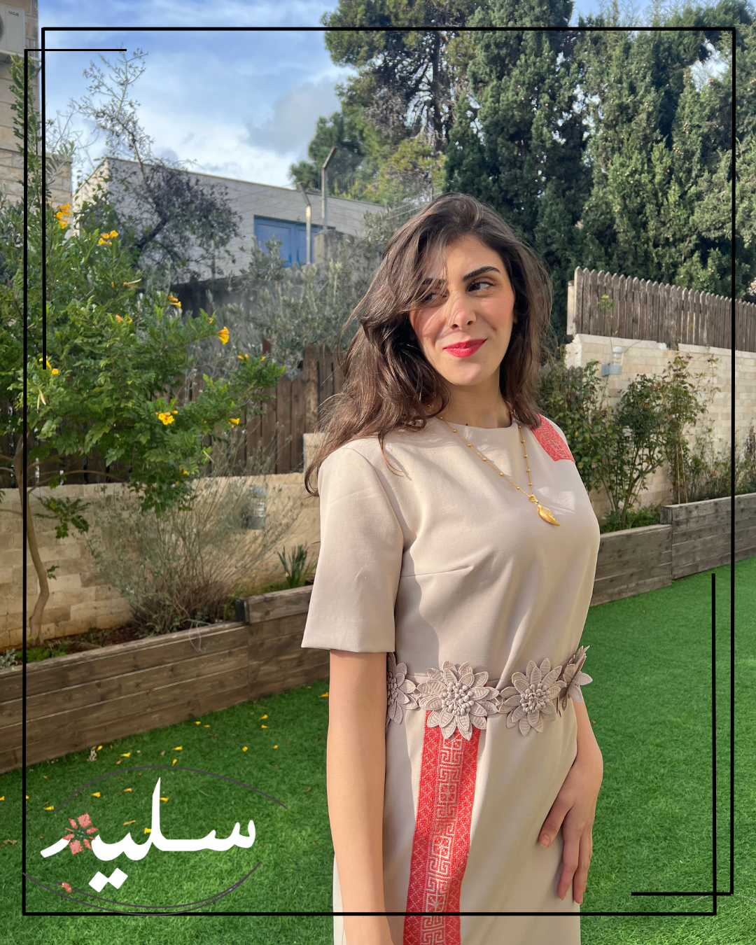 Elegant beige midi dress – فستان بيج أنيق