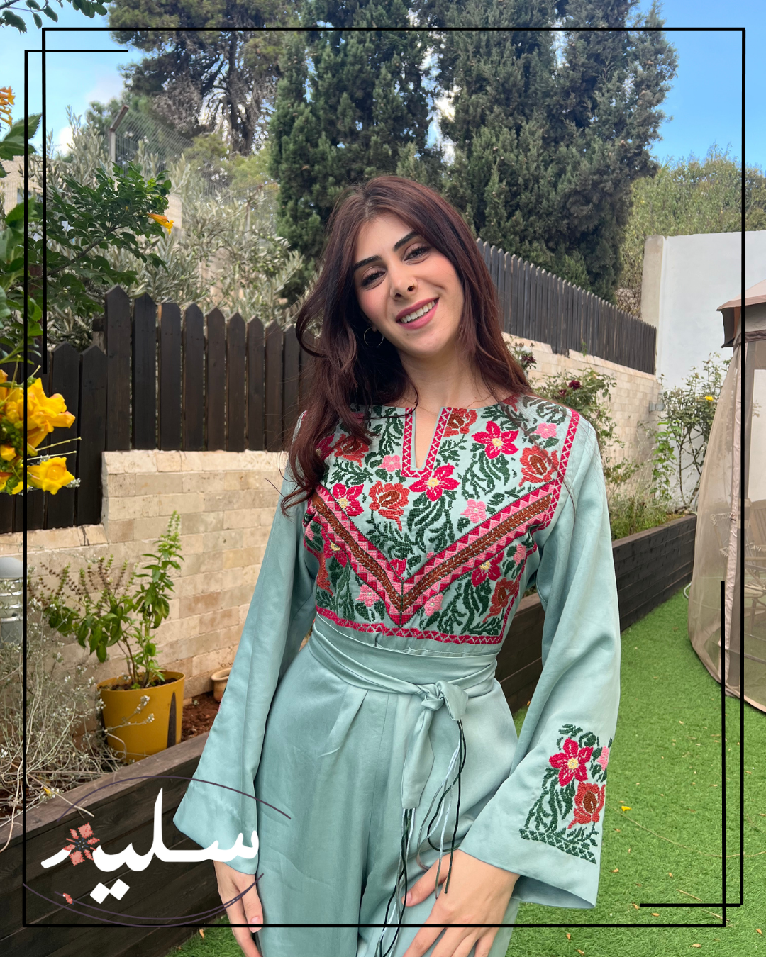 Pistachio jumpsuit exclusive design - جمبسوت باللون الفستقي