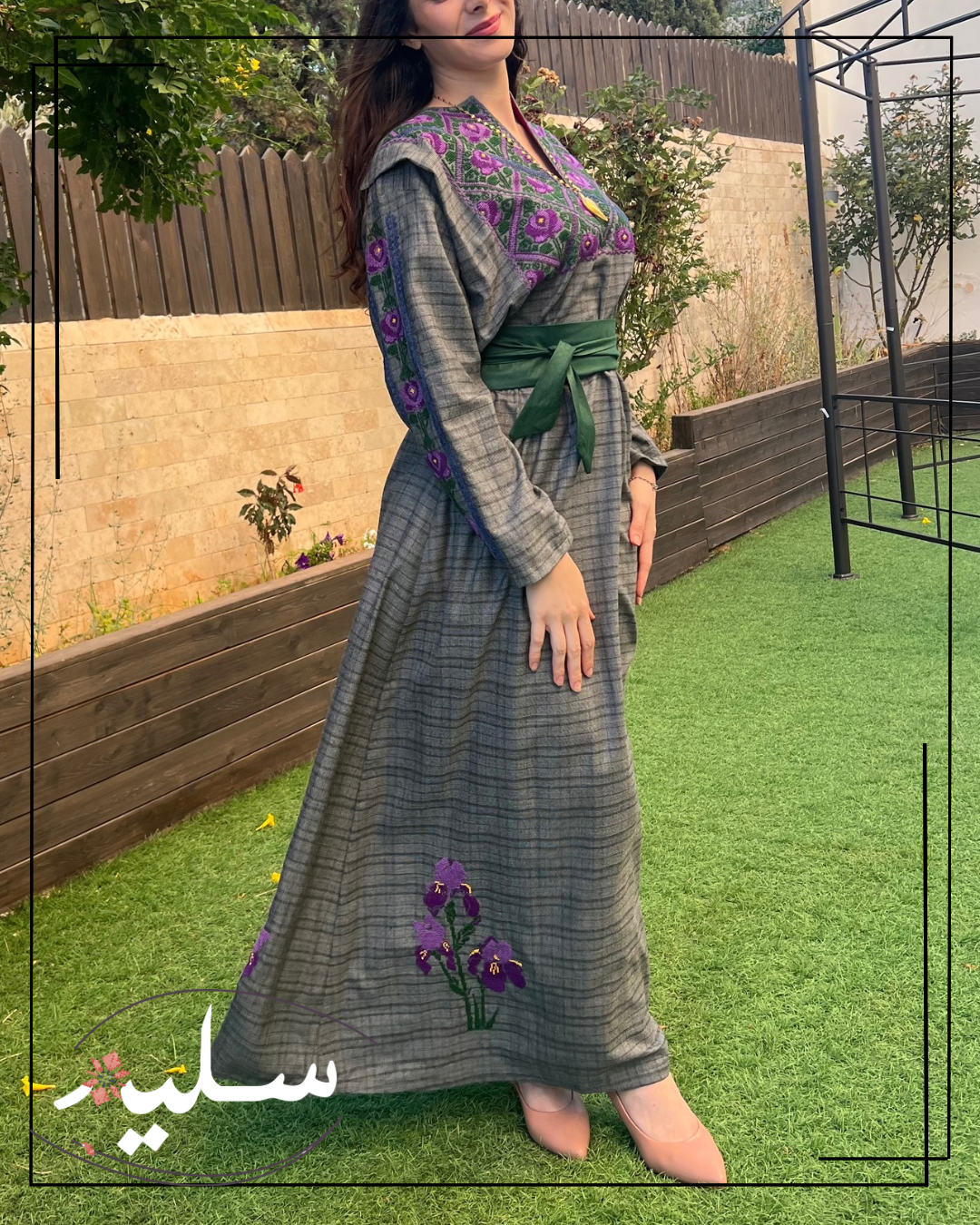 Saleem Wild Iris Elegant dress –من سليم فستان زهرة السوسن البرية