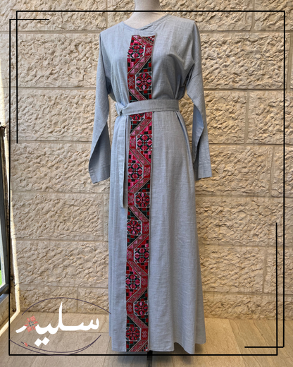Wrap Grey linen abaya – عباية لينين رمادي